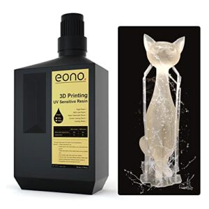 Amazon Brand- Eono Water Water Washable 3D Printer Resin 500g Clear LCD UV-Curing Resin 405nm Standard Photopolymer Resin for LCD 3D Printing.