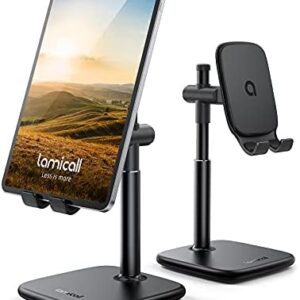 Lamicall Tablet Stand, Adjustable Tablet Holder - Height Angle Adjustable Cradle Mount Dock Desk, for iPad Pro 12.9, 10.5, 9.7, iPad Air mini 6 5 4 3 2, Switch, Samsung Tab, 4"-13" Devices - Black