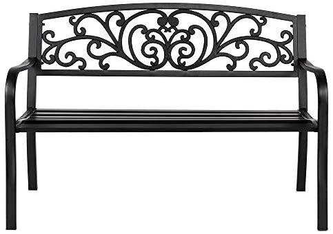 Bonnlo Garden Bench Outdoor Bench Steel Frame Furniture Patio Bench Seating Park Patio Seat - Image 3