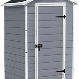 Keter Manor Outdoor Garden Storage Shed, Grey, 4 x 3 ft