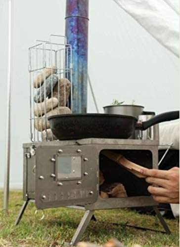 Camping Titanium Tent Stove,Wood Burning Stove Portable Ultra-Light Fast Folding Winter Camping Grill Cooking Heater Warmer, Portable Camping Wood Stove Tent Heater - Image 4