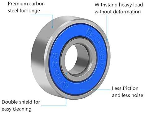 CHIFOOM 30pcs 608RS Skateboard Bearings,Roller Skate Wheels Scooter Abec-9 Rubber Sealed Metal Spare Bearing for Longboard Stunt Scooters Inline Skates (Black Blue Red) - Image 6