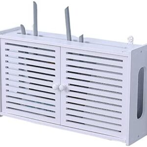 luckiner Wall Hanging Wifi Router Shelf TV Set-top Storage Box for DVD Players Game Consoles 38 * 9 * 26cm White