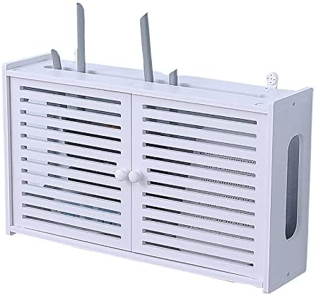 luckiner Wall Hanging Wifi Router Shelf TV Set-top Storage Box for DVD Players Game Consoles 38 * 9 * 26cm White