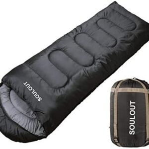 SOULOUT Sleeping Bag 3-4 Season Warm Weather and Winter, Lightweight, Waterproof – Great for Adults & Kids - Excellent Camping Gear Equipment, Traveling, and Outdoor Activities
