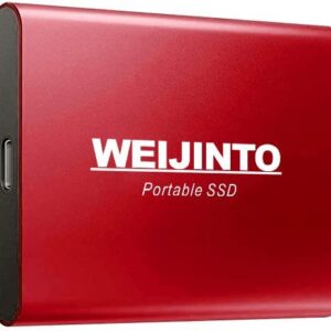 WEIJINTO Portable SSD 2TB External Solid State Drive 2000GB Type-C USB 3.1 High-Speed External SSD Hard Drive Reliable for Gaming, Students, Professionals (2TB, Red)