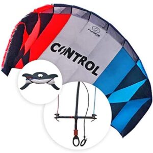 Flexifoil Kitesurf Trainer Kite with Bar | Kitesurfing 2.6m Control Training Kite | Kids & Adult Kiteboarding | Best Beach Summer Sport Power Kite | Fun Kiteboard Kiting Activity | Easy to Fly 2.4m²
