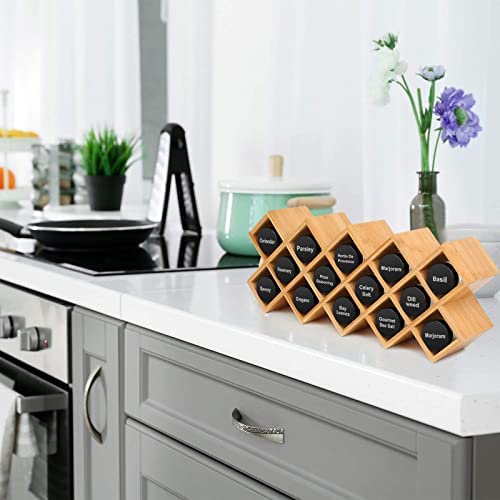 Bamboo Spice Rack, 18-Jar Bamboo Countertop Spice Rack Organizer,Free Standing Spice Organiser (43.5cm x 9.5cm x 18.5cm) - Image 2