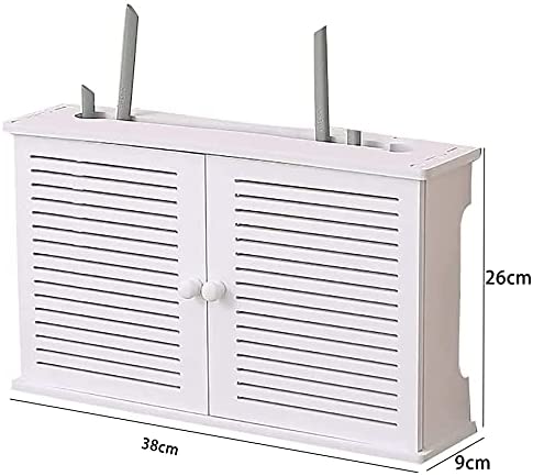 luckiner Wall Hanging Wifi Router Shelf TV Set-top Storage Box for DVD Players Game Consoles 38 * 9 * 26cm White - Image 8