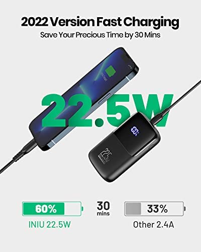 INIU Power Bank, 22.5W Fast Charging 10000mAh USB C Input/Output Portable Charger, PD3.0 QC4.0 Mini Portable Battery Bank USB C with Holder for iPhone 13 12 Pro Max Samsung S21 iPad Pro AirPods etc. - Image 2
