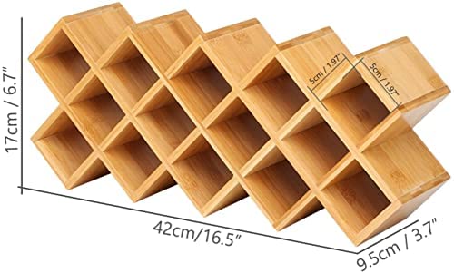 Bamboo Spice Rack, 18-Jar Bamboo Countertop Spice Rack Organizer,Free Standing Spice Organiser (43.5cm x 9.5cm x 18.5cm) - Image 6