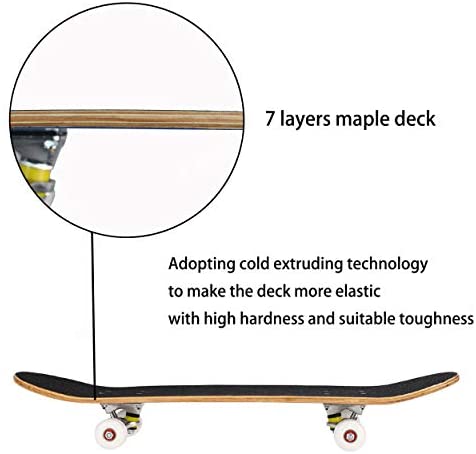 Seasonland Skateboard 7 Layers Decks 31"x8" Pro Complete Skate Board Maple Wood Longboards for Teens Adults Beginners Girls Boys Kids - Image 2