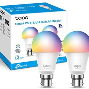TP-Link Tapo Smart Bulb, Smart WiFi LED Light, B22, 8.7W, Works with Amazon Alexa(Echo and Echo Dot), Google Home, Colour-Changeable, No Hub Required - Tapo L530B(2-pack)[Energy Class F]