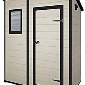 Keter Manor Pent Outdoor Garden Storage Shed, Beige/Brown, 6 x 4 ft