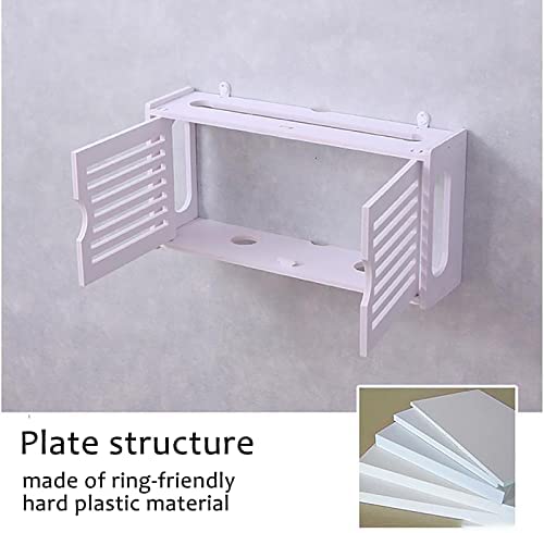 luckiner Wall Hanging Wifi Router Shelf TV Set-top Storage Box for DVD Players Game Consoles 38 * 9 * 26cm White - Image 6
