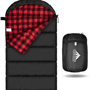 Mcota Cotton Flannel Sleeping Bag for Adults, 100% Cotton Lining Sleeping Bag for Camping, Hiking, Backpacking Travel, Lightweight & Portable,3-4 Season Warm Weather Use