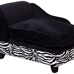 PawHut Pet Sofa, Dog Bed, Cat Lounger with Storage and Cushion - Black, Zebra Stripe Print