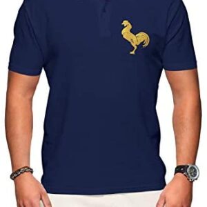 French Rugby Polo Shirt - France Jersey Top Navy Embroidered Badge - for Mens