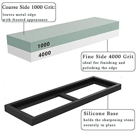 Kalolary Whetstone Knife Sharpening Stone 1000/4000 Grits, Dual Sided Kitchen Knife Sharpener Wet Water Stone for Kitchen, Hunting, Pocket Knives,Blades - Image 4