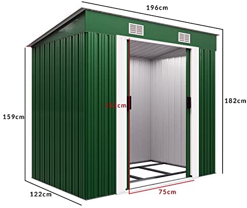 Deuba tool shed green made of metal 185 x 108 tool shed with ventilation and sliding door - Image 7