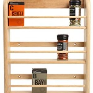 T&G 10398 Scimitar 18-Jar Wall Spice Rack in Hevea, 32 x 7.5 x 41.5 cm (Includes Fixings)