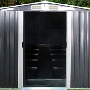 Dirty Pro Tools™ GREY SHED Width 7Ft 9" x Depth 5Ft 9" METAL GARDEN SHED with base