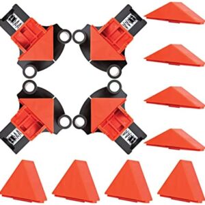 BLOSTM Wood Corner Clamps for Woodwork - 4pcs to Adjust to 60, 90, & 120 Multi-Angle Fix Clamp for Woodworking, Drilling, Gluing and Cabinet Making - 4PCS Set