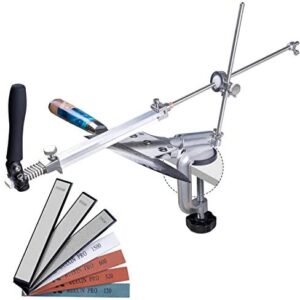 Knife Sharpener Kit, CWOVRS Knife Sharpeners Professional, 360° Flip Design, Rotation Fixed-Angle, Kitchen Chef Knife Sharpening Kit, Sharpening System, Abrasive Holding 4 Whetstone+3 Diamond Stones