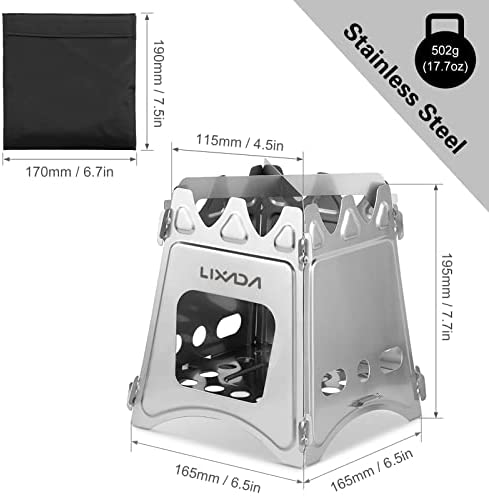 Lixada Camping Wood Stove Portable Wood Burning Stove Lightweight Alcohol Stove for Outdoor Cooking Backpacking Hiking Traveling (Titanium/Stainless Steel) - Image 5