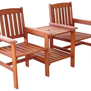 Garden Furniture Wooden Bench 2 Seater Love Seat Bench Patio Twin Chair With Table Set Companion Chair Set