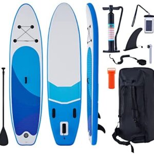 ZELUS Stand Up Paddle Board for Adults, 10.6ft 3.2m Inflatable SUP Board with Adjustable Paddle, 11cm Rocker 2+1 Hybrid Paddle Board Kit with Air Pump Waterproof Bag Ankle Leash