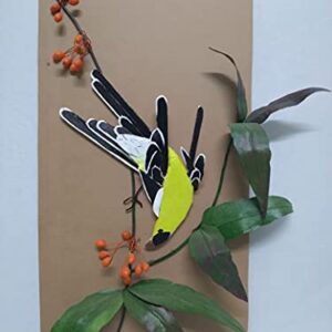 Bird 3D wall Decor, Palm Nuts Art, Natural, Eco Friendly Living bed dining and Room Smart home Wall hanging Acrobatic Yellow Finch Wall Art (17, Large)