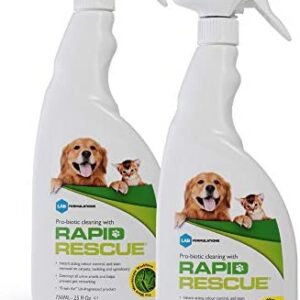 Rapid Rescue | Pet Odour Eliminator Urine Smell Remover | Natural Microbe Enzymatic Green Solution Probiotic Fast-Acting on Cat & Dog Stains on Carpets, Wood Floors, Cars, Rugs (2pk)