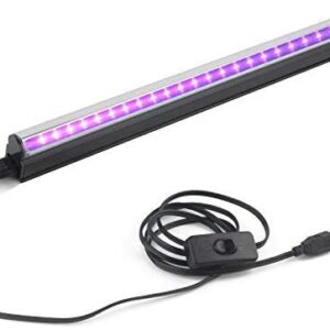 UV LED Black Light Bar, 10W 1ft USB Portable T5 UV Blacklight Lamp Tube, LED Fixtures for Glow in The Dark for Body Paint, Bedroom Decor, Blacklight Parties, Stain Detector, UV Poster, Halloween Club