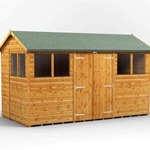 POWER Sheds wooden shed. 12x6 apex wooden garden shed. Double door workshop shed 12 x 6.