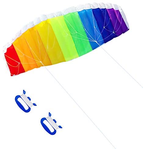 Nicoone Rainbow Kite for Children and Adults, Soft Stunt Sport Parafoil Kite with 30M/ 100FT Rope, Great Outdoor Toys for Beginners, 1. 4M