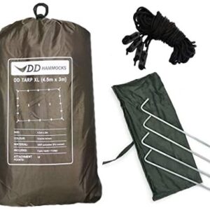 DD Hammocks - DD Tarp XL - Extra Large 4.5m x 3m Weatherproof Camping Tarp For Hiking And Bushcraft Hammock Adventure