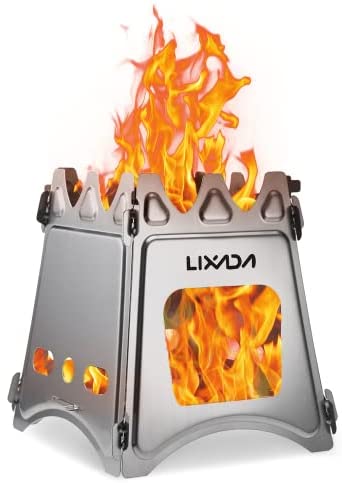 Lixada Camping Wood Stove Portable Wood Burning Stove Lightweight Alcohol Stove for Outdoor Cooking Backpacking Hiking Traveling (Titanium/Stainless Steel)
