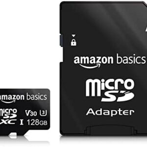 Amazon Basics - 128GB microSDXC Memory Card with Full Size Adapter, A2, U3, read speed up to 100 MB/s