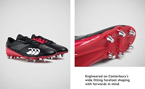 Canterbury CCC Phoenix Raze SG Rugby Boots, Extreme Comfort & Support, Wider Fit, 8 Removable Metal Studs, Black/Red - Image 6