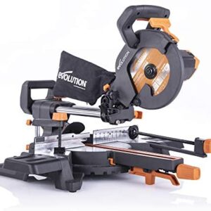 Evolution Power Tools R210SMS-300+ Sliding Mitre Saw with Multi-Material Cutting, 45 Degree Bevel, 50 Degree Mitre, 300 mm Slide, 1500 W, 230 V