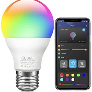 Govee LED Light Bulbs, RGBWW Dimmable Colour Changing Bulb with APP, Music Sync, E27 7W 60W Equivalent Bulbs for Home, Living Room, Bedroom