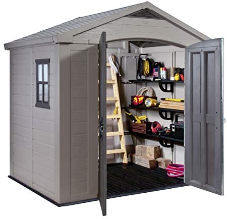 Keter Factor 8 x 6 ft Outdoor Storage Shed, Beige/Brown - Image 2