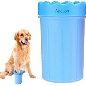 Andiker Portable Pet Paw Washer Cup, Dog Paw Cleaner, Cat Paw Cleaner, Portable Cleaning Brush, For Dirty and Muddy Pet Paw (medium, blue)
