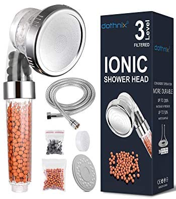 Shower Head,Dothnix Ionic Shower Head with Hose High Pressure,3 Modes Adjustable Filter Shower Head for Hard Water Low Water Pressure,Contains Additional Replaceable Stone