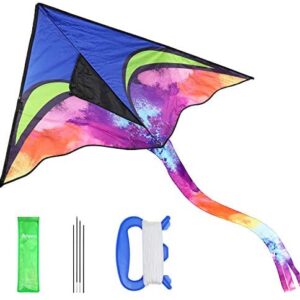Anpro Huge Colorful Kite for Kids and Adults with 30m/98 Feet Kite String Line, Flying Toys for Outdoor Games