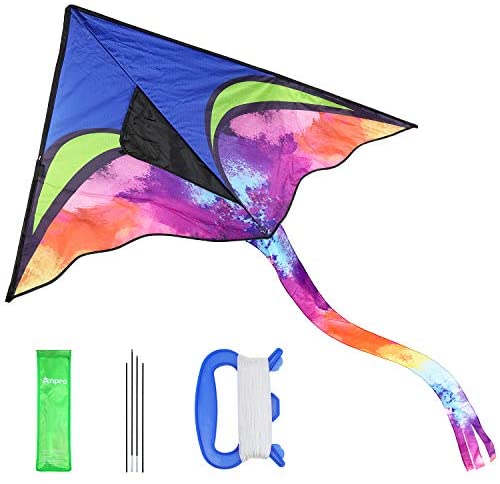 Anpro Huge Colorful Kite for Kids and Adults with 30m/98 Feet Kite String Line, Flying Toys for Outdoor Games