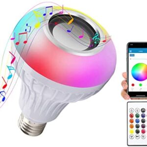 Asiawill E27 Smart Bluetooth Speaker LED Music Bulb Wireless App + Remote Controlled LED RGBW Light Ball Bulb Colorful Lamp Built-in Audio Speaker Music Player with Remote Control