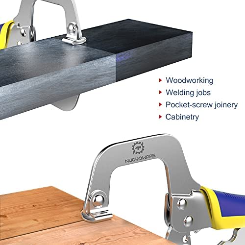 Nuovoware Premium Face Clamp, Locking C Clamp 3 Pack 17.5cm with Swivel Pads, Metal Pocket Hole Clamp Locking Plier Table & Tool Vise Grip for DIY Woodworking, Welding, Cabinetry, Pocket Hole Joinery - Image 2