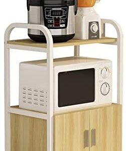 YALJ Kitchen Shelf Two-tier Wood Kitchen Storage Racks Utility Storage Microwave Oven Stand Multifunction Kitchen Counter Shelf Baker's Racks (Color : Natural, Size : 60X40X92CM)